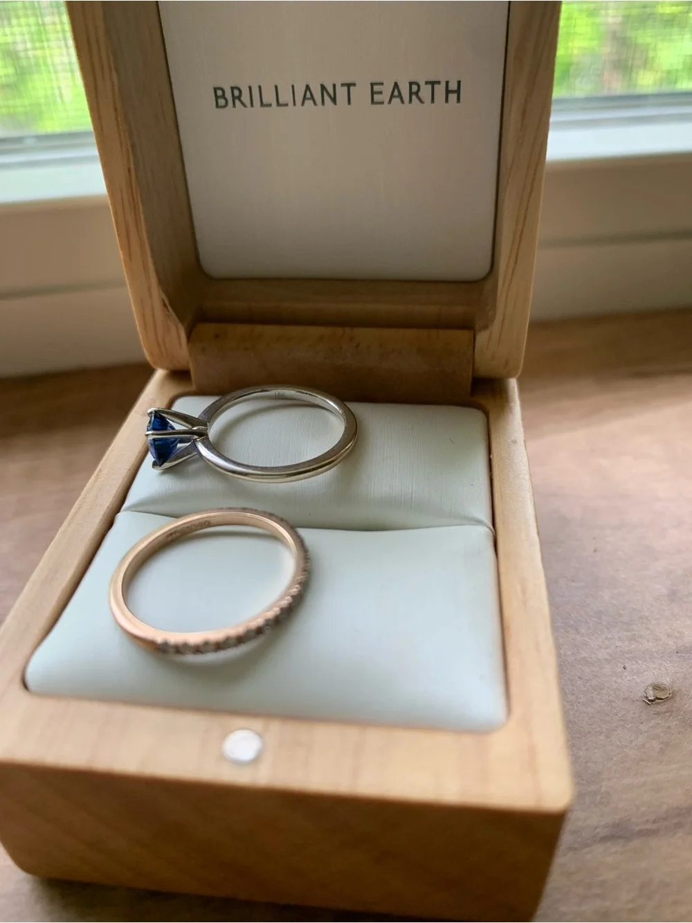 Brilliant Earth Blue Sapphire and Diamond Band Set